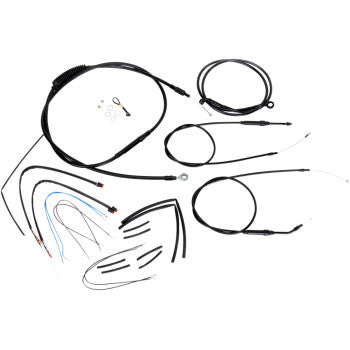 Burly Brand Complete Black Vinyl Handlebar Cable/Line Kit Black Vinyl