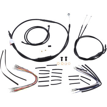 Burly Brand Complete Black Vinyl Handlebar Cable/Line Kit Black Vinyl