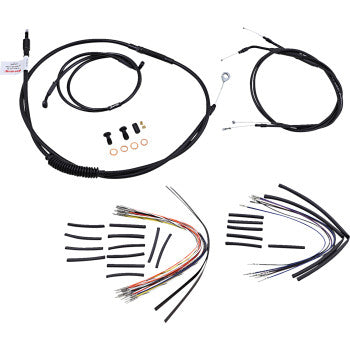 Burly Brand Complete Black Vinyl Handlebar Cable/Line Kit Black Vinyl