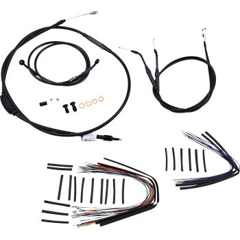 Burly Brand Complete Black Vinyl Handlebar Cable/Line Kit Black Vinyl
